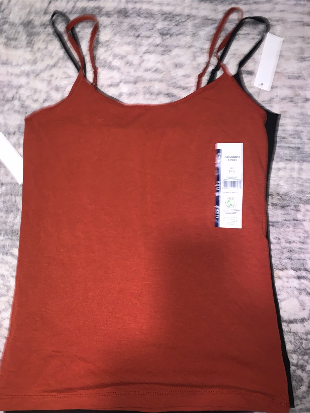 ๐- Time and Tru Set OF Two Adjustable Strap Camis In Black And Rust Orange - Picture 5 of 5